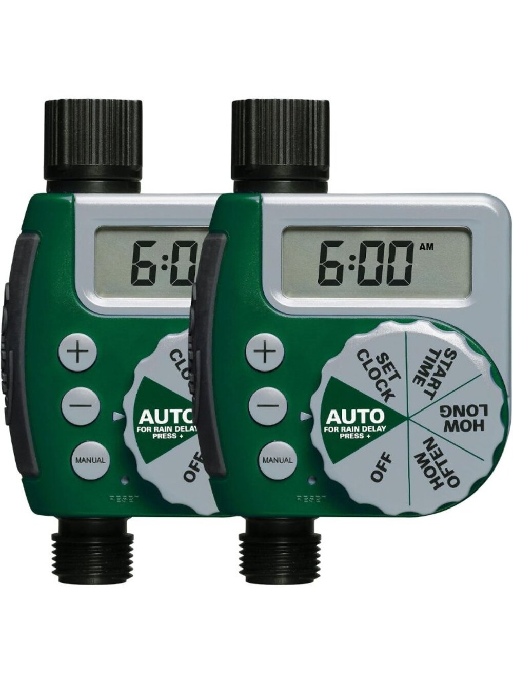 Programmable Digital Hose Watering Timer - 1 Outlet, 2-Pack, Easy Setup